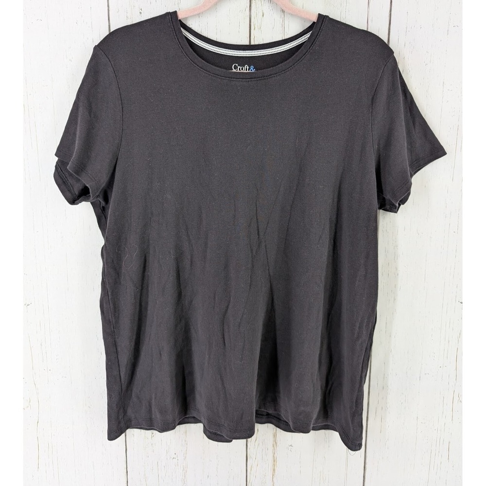 Croft Barrow Size Large Womens Black Short Sleeve Cotton Classic Tee